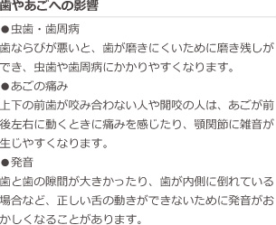 不正咬合が及ぼす悪影響