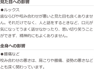 不正咬合が及ぼす悪影響